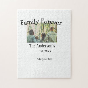 Add family name photo year rustic vintage holiday jigsaw puzzle