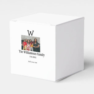 Add family name photo year rustic vintage reunion favour box