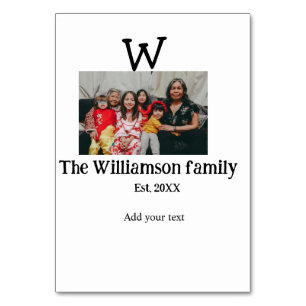 Add family name photo year rustic vintage reunion table number
