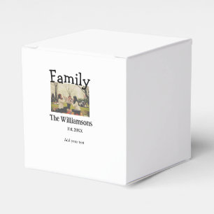 Add family name photo year rustic vintage template favour box