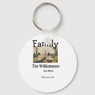 Add family name photo year rustic vintage template key ring