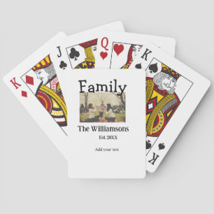 Add family name photo year rustic vintage template playing cards