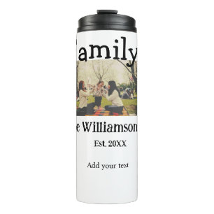 Add family name photo year rustic vintage template thermal tumbler