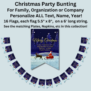 Add Family / Organisation Name Blue + Santa Bunting