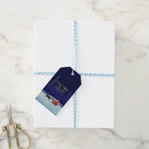 Add Family / Organisation Name Blue + Santa Gift Tags