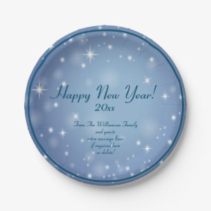 Add Family Organisation Name Happy New Year 20xx Paper Plate