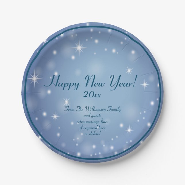 Add Family Organisation Name Happy New Year 20xx Paper Plate (Front)