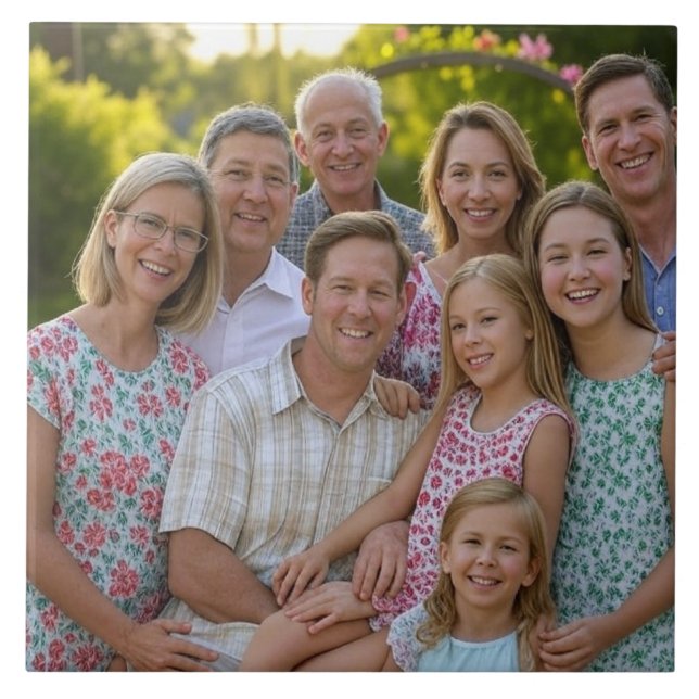 Add Family Reunion Photo Customise Ceramic Tile (Front)