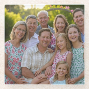 Add Family Reunion Photo Customise Glass Coaster