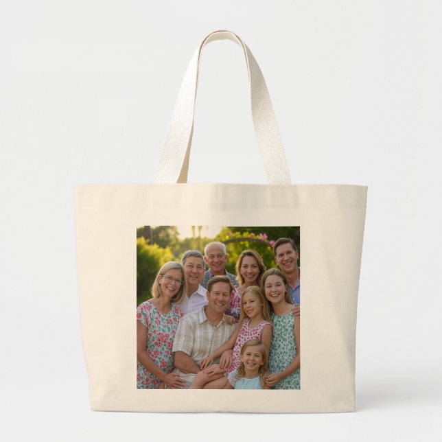 Add Family Reunion Photo Customise Large Tote Bag (Front)