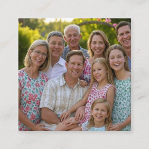 Add Family Reunion Photo Customise Square Business Card