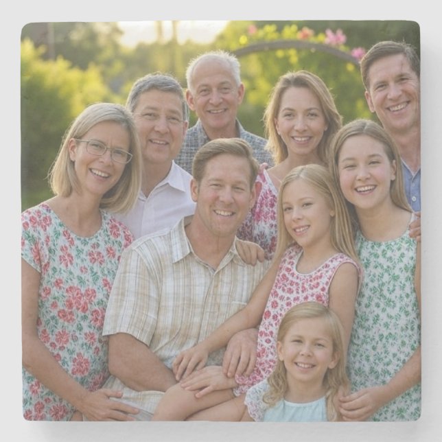 Add Family Reunion Photo Customise Stone Coaster (Front)