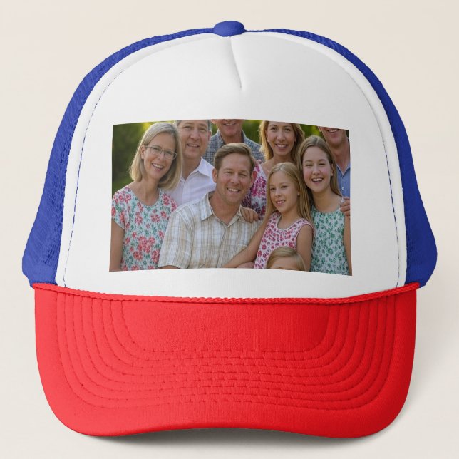 Add Family Reunion Photo Customise Trucker Hat (Front)