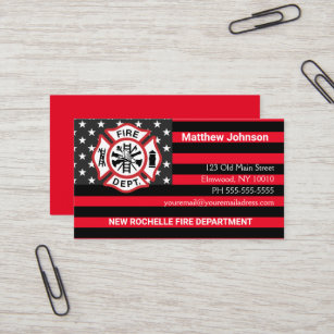 Add Fire Dept Embem   Firefighter Business Card