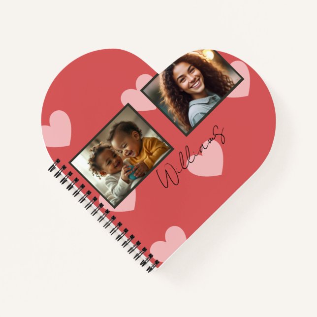 Add Four Photos Heart Notebook (Front)