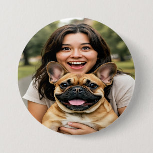 Add French Bulldog Photo Personalise 7.5 Cm Round Badge