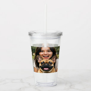 Add French Bulldog Photo Personalise Acrylic Tumbler
