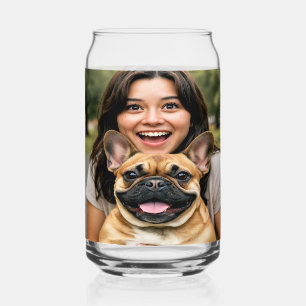 Add French Bulldog Photo Personalise Can Glass