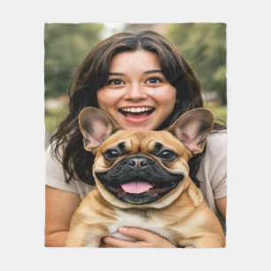 Add French Bulldog Photo Personalise Fleece Blanket