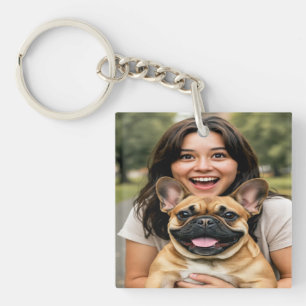 Add French Bulldog Photo Personalise Key Ring