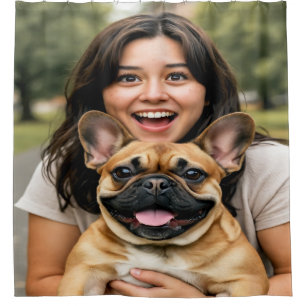 Add French Bulldog Photo Personalise Shower Curtain