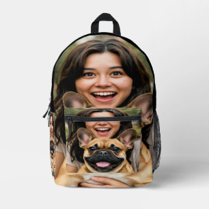 Add French Bulldog Photo Personalize Printed Backpack