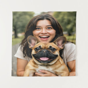 Add French Bulldog Photo Personalize Tapestry