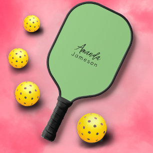 Add Full Name Minimal Monogram Lime Green Pickleball Paddle