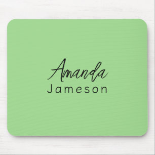 Add Full Name Simple Minimal Monogram Lime Green M Mouse Pad