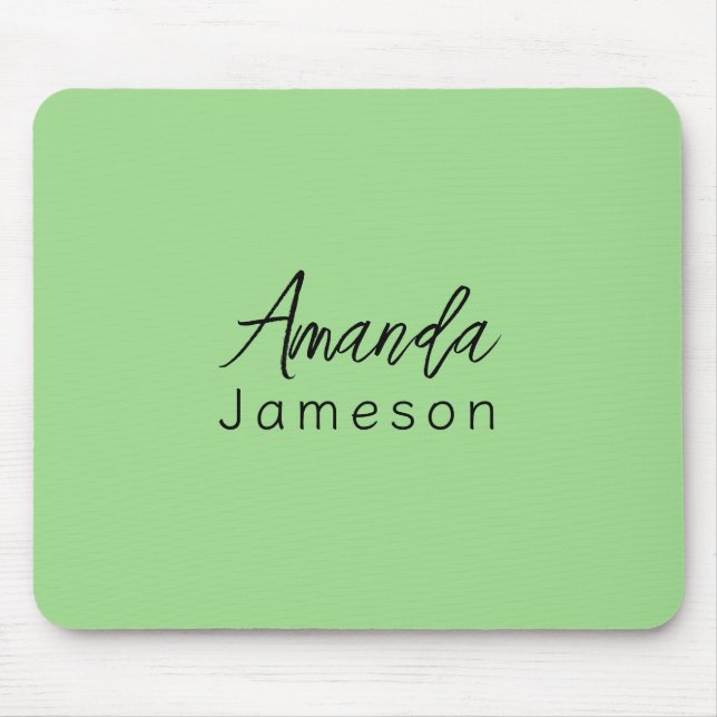 Add Full Name Simple Minimal Monogram Lime Green M Mouse Pad (Front)