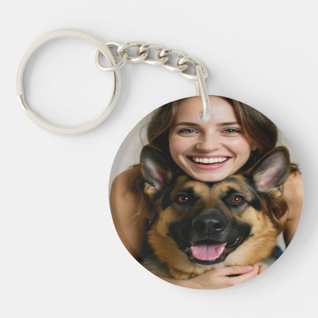 Add German Shepherd Photo Personalise Key Ring (Front)