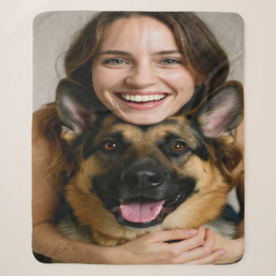Add German Shepherd Photo Personalise Sherpa Blanket
