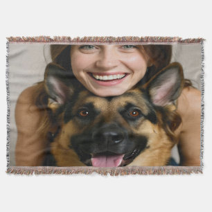 Add German Shepherd Photo Personalise Throw Blanket
