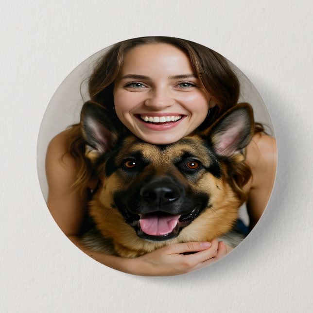 Add German Shepherd Photo Personalize 7.5 Cm Round Badge (Front)