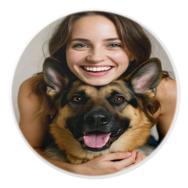 Add German Shepherd Photo Personalize Ceramic Knob (Front)