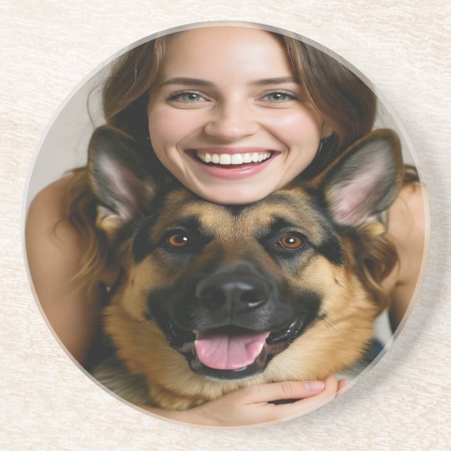 Add German Shepherd Photo Personalize Coaster (Front)