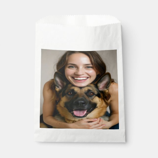 Add German Shepherd Photo Personalize Favour Bag (Front)
