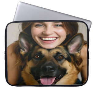 Add German Shepherd Photo Personalize Laptop Sleeve