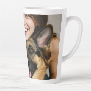 Add German Shepherd Photo Personalize Latte Mug