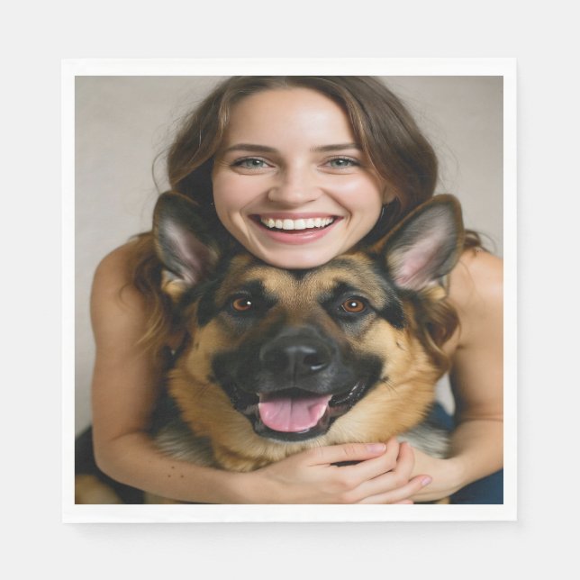 Add German Shepherd Photo Personalize Napkin (Front)