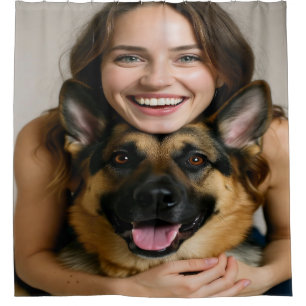 Add German Shepherd Photo Personalize Shower Curtain