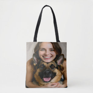 Add German Shepherd Photo Personalize Tote Bag