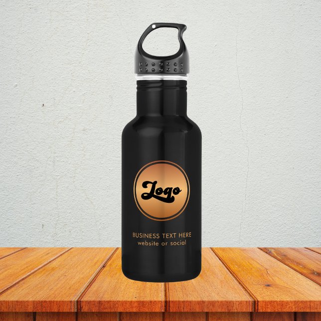 Add Gold Business Company Logo & Text Professional 532 Ml Water Bottle (Creator Uploaded)