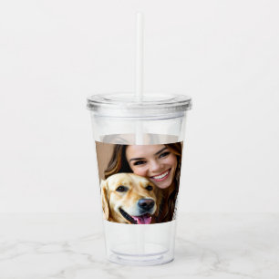 Add Golden Retriever Photo Personalize Acrylic Tumbler