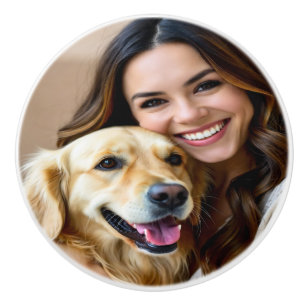 Add Golden Retriever Photo Personalize Ceramic Knob