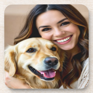 Add Golden Retriever Photo Personalize Coaster