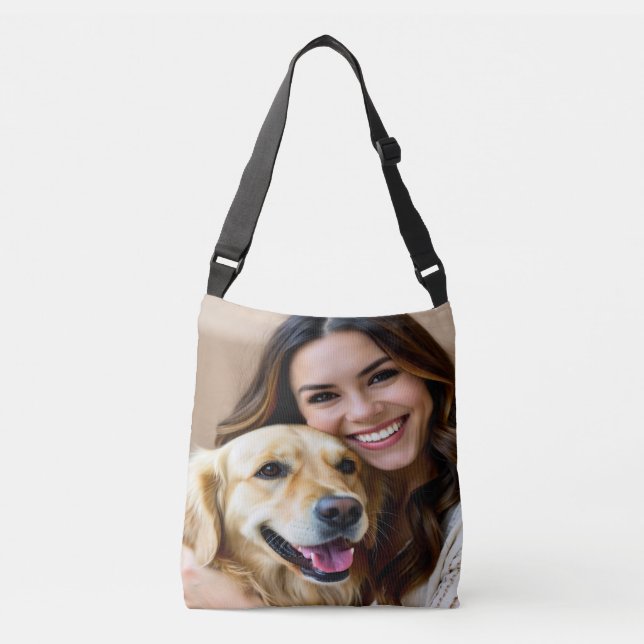 Add Golden Retriever Photo Personalize Crossbody Bag (Front)