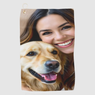 Add Golden Retriever Photo Personalize Golf Towel