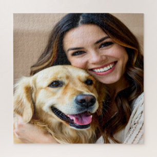 Add Golden Retriever Photo Personalize Jigsaw Puzzle