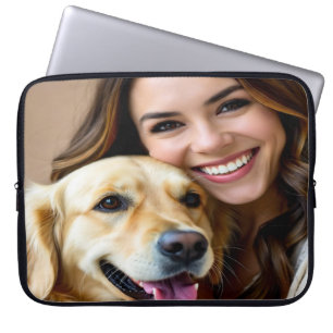 Add Golden Retriever Photo Personalize Laptop Sleeve